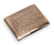 Stylish Design Retro Metal Cigarette Case -Double Sided Spring Clip Open Cigarette,Pocket Holder Credit Card Holder Protective Security Wallet for Men and Women,Holds 18-20 100mm (Vine Bronze)