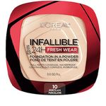 L’Oréal Paris Infallible 24H Fresh Wear Foundation in a Powder, Full Matte Coverage, Longwear up to 24 Hours, Lightweight, Waterproof and Transfer-Proof, 9 g, Shade: 10 Porcelain