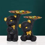 ZART Cool Dog Showpiece for Home Decor Showpiece, Dog Platter Showpiece for Home Decorative Showpiece (Black, Combo Set of 2)