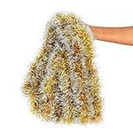 BELLE VOUS 10m / 32.8ft Christmas Tinsel - Gold and Silver Shiny Metallic Garland for Tree Decoration - Gold with Hint of Silver Tinsel Garland for Christmas, Party, Indoor and Outdoor Decoration