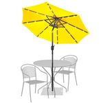 Sundale Outdoor 7 ft Solar Powered 24 LED Lighted Patio Umbrella Table Market Umbrella with Crank and Push Button Tilt for Garden, Deck, Backyard, Pool, 8 Steel Ribs, Polyester Canopy (Yellow)