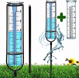 BIUWING New Upgrade Rain gauge, Detachable Freeze Proof Glass Rain Gauge Outdoor Best Rated, Decorative for Garden, Deck, Lawn, Yard. with Two Glass Rain Gauge Replacement Tube.