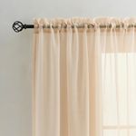 MYSTIC-HOME Sheer Curtains Taupe 45 Inch Length, Rod Pocket Voile Drapes for Living Room, Bedroom, Window Treatments Semi Crinkle Curtain Panels for Yard, Patio, Villa, Parlor, Set of 2, 52"x 45"