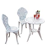 Lazy Susan Rose Round 2 Seater Bistro Set | Cast Aluminium Garden Furniture Set | Weatherproof | Maintenance-free | Matching Bistro Chairs | Classic White Finish