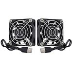 GDSTIME 5V USB Fan 60mm Mini Fan, 2 Pack 60mm x 15mm Brushless DC Cooling Fan with 3-Step Speed Control