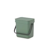 Brabantia Sort & Go Food Waste Bin 3L, Small Countertop Kitchen Compost Caddy with Handle & Removable Lid, Easy Clean, Fir Green