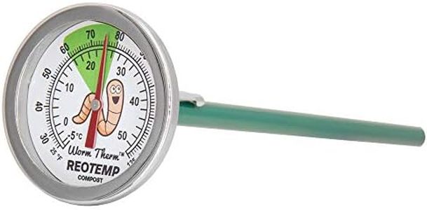 REOTEMP K83W Worm Therm, Worm Composting Thermometer for Home Vermicomposting, 7.5" Stem