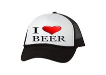 Rogue River Tactical Rogue River Tactical Funny Trucker Hat I Love Beer Baseball Cap Retro Vintage Joke Heart Alcohol Drinking (Black)
