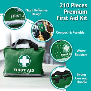 General Medi 210-Piece First Aid Kit – Emergency, Reflective, Ice Pack, Blanket