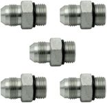 1/2" JIC Male x #10 SAE/ORB Male Straight Converter Hydraulic Pipe Adapter Fitting (5-PACK) | 6400-08-10