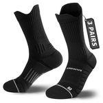 Rahhint Coolmax 3 Pack Compression Running Socks Men Women Anti Blister Socks Walking Socks with TAB Design, Compression Zone, Venting Mesh Network and Arch Support，Black 8-12