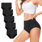 TUUHAW High Waisted Knickers for Women Multipack of 5 Black Women's Knickers Size 20 Full Briefs Women Multipack of 5 Pack C Section Underwear Cotton Panties Postpartum Pants Moisture Wicking
