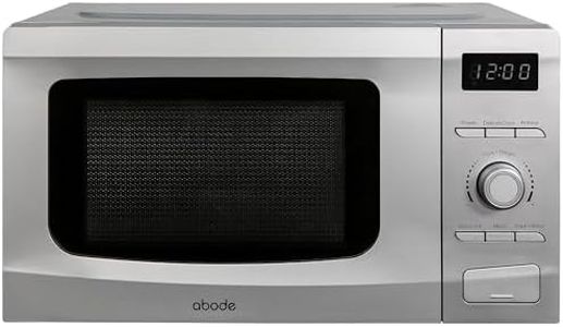 Abode 20L Digital Microwave 700W with 8 Auto Cook Menus in Silver, 5 Power Levels & Timer, Button & Dial Control, Defrost Function, AMD2002S (Silver) (Silver, Digital)