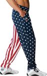 (Medium) - Otomix Men's American Flag USA Baggy Muscle Workout Pants