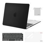 MOSISO Compatible with MacBook Air 13 inch Case M1 2021 2020 2019 2018, Hard Shell for MacBook Air M1 Case 13.3 inch A2337 A2179 A1932 & Keyboard Cover & Screen Film & Storage Bag, Black