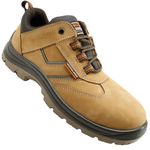 Woodland Thunder Nubuck Leather Safety Shoes for Men | Oil Resistant Safety Shoe with Anti Slip Grip | Lightweight, Antistatic PU Double Density with Composite Toe | Camel (10 UK, 44 EU)