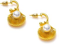 C.Paravano Shell Earrings for Women Gold | Womens Fine Earring | Pearl Earrings for Women | Gold Earrings for Women | Statement Earrings for Women