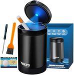 Ashtray with Lid, Smellproof & Smokeproof Ashtray for Car Cup Holder, Detachable Aluminum Alloy Smokeless Ash Tray with Automatic LED Light for Car Home Office Outside