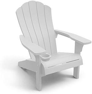 Outdoor Patio Garden Deck Furniture Resin Adirondack Chair with Built-in Cup Holder (White)