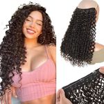 Majik 5 Clip Long Kinky Curly Hair Extension for Women and Girls| Natural Soft Clip on Extensions for Any Event for Girls (Black M2)