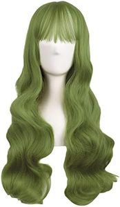 MapofBeauty 28 Inch/70cm Beautiful Special Color Air Bangs Long Wavy Curly Lolita Cosplay Wig (Light Sea Green)