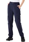 JHMORP Women's Hiking Cargo Pants Stretch Lightweight Water Resistant Quick Dry Travel Work Pants with Pockets (Navy,CA L)