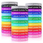 SlocciPro Jesus Loves You Silicone Wristbands Christian Jesus Bracelet For Men Women Party Favors Adults Multicolored, 8 inchs, Silicone