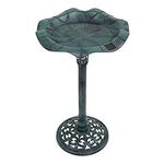 GardenKraft 17430 Bird Bath with Solar Powered Light & Verdigris Metal Effect / Decorative Weatherproof Garden Feature / Easy To Assemble / 80cm x 43cm