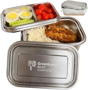 GreenLunch Bento Stainless Steel Bento Box, BPA-Free Lunch box with Snack Pods, Leak proof & Crack-Resistant Lunch box Containers for Adults & Kids with snap locks - For School and Office - Brown