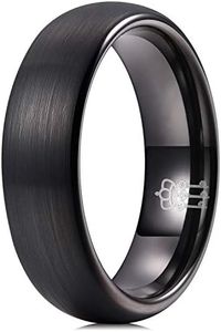 Three Keys Jewelry Mens Womens Rings Unique Black Tungsten Carbide for Man Brushed Ring 6mm Wedding Band Gifts Bands Rings for Men Women Size 6, 6, Tungsten, No Gemstone