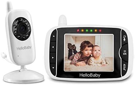 HelloBaby HB32 Vigilabebés Monitor Inalámbrico de Vídeo con Cámara Digital, Vigilancia de la Temperatura de Visión Nocturnay 2 Way Talkback System (HB32), 720p, Sólo movimiento