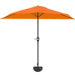 Pure Garden Half Round Patio Umbrella with Easy Crank – Compact 9ft Semicircle Outdoor Shade Canopy for Balcony, Porch, or Deck (Terracotta)