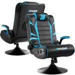 BraZen Panther 2.1 Esports Gaming Chairs Adult Bluetooth Speakers Vibration Swivel Pedestal PU Leather Padded Flip Armrests - Largest British Owned Brand - Blue