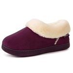 EverFoams Women's Cozy Slippers Fluffy Faux Fur Memory Foam Indoor Outdoor House Shoes with Rubber Sole Purple, 5-6 US