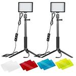 Neewer Dimmable 5600K USB LED Video Light with Pro Adjustable Tripod Stand and Color Filters, 2-Pack for Tabletop/Low-Angle Shooting, Zoom/Video Conference Lighting/Gaming/YouTube Video/Photography