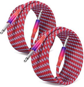 Elebase 1/4 inch TS Guitar Cable 3M/10FT 2Pack,Mono Straight 6.35mm Instrument Cord,Quarter inch Male to Male Audio Line for Electric Guitar,Bass,Keyboard,Amplifiers,Speakers,Pedals,Colored