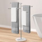 KES Bathroom Towel Rail Free Standing Towel Holder, 4 Swivel Arms Towel Rack and Weighted Marble Base, SUS304 Stainless Steel Brushed Finish, BTH219S4-2