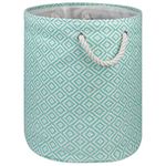 DII Geo Diamond Woven Paper Laundry Hamper or Storage Bin, Large Round, Aqua