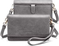 nuoku Women Small Crossbody Bag Cellphone Purse Wallet with RFID Card Slots 2 Strap Wristlet(Max 6.5'')