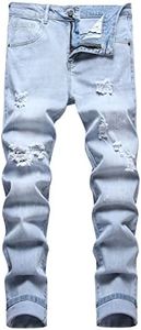 Enrica Men's Causal Slim Fit Stretch Ripped Skinny Denim Jeans, Light Blue 832, 28