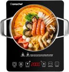 Single Induction Hob, AMZCHEF 2000W Induction Cooker with Slim Design of 4.45cm, 20 Power Levels and 20 Temperature Settings, Fashionable Black Glass Panel, Touch Sensor, Hour Timer, Safety Lock