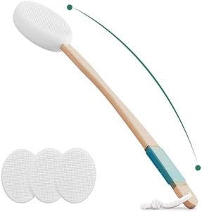 Svarvns Back Lotion Applicator with 4 Replaceable Pads, Lotion Applicator for Back Self Elderly, Women, Sunscreen Applicator for Cream with 17" Curved Handle Easy to Target Back and Feet, White