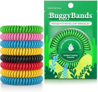 BuggyBands Mosquito Bracelets, 12 Pack Individually Wrapped, DEET Free, Natural and Waterproof Band
