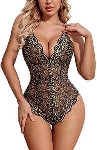 Avidlove Lingerie for Women Lace Teddy Bodysuit Snap Crotch,Black, S