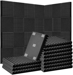 Acoustic Foam Panels for Walls, 52 Pack Sound Proof Foam Panels, 12" x 12" x 1" High Density Sound Dampening Panels for Recording Studio, Gaming Room & Home Theater (BLACK)
