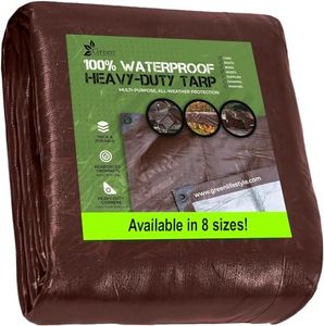 Tarp Cover Brown/Silver Heavy Duty Thick Material Water Proof Tear Proof UV Resistant Reinforced Edges for Camping Boat Tent RV or Pool Cover 20x30