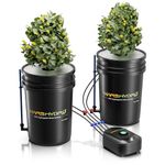 MARS HYDRO DWC Hydroponics Grow System 5 Gallon Deep Water Culture Growing Bucket with 8W Air Pump, Multi-Purpose Air Hose, Air Stone, 2 Buckets and Top Drip Kit