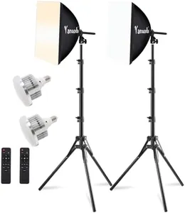 2-Pack 16"x16" Softbox Lighting Kit with 95W LED Bulb (3000K-7500K Dimmable, CRI 97 & TLCI 97), Continuous Studio Light for Photography, Video Recording, Portrait Shoots, Live Stream, YouTube