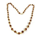 Vrindavanstore.in Rudraksha Mala Golden Cap 1 Round Rudraksha Mala/Rosary For Unisex Adult Gold-Plated Plated Metal Necklace