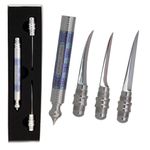 Khan Fruit Carving Thai Style Fruit And Vegetable Carving Knife With 3 Stainless Steel Blade Blue And Silver